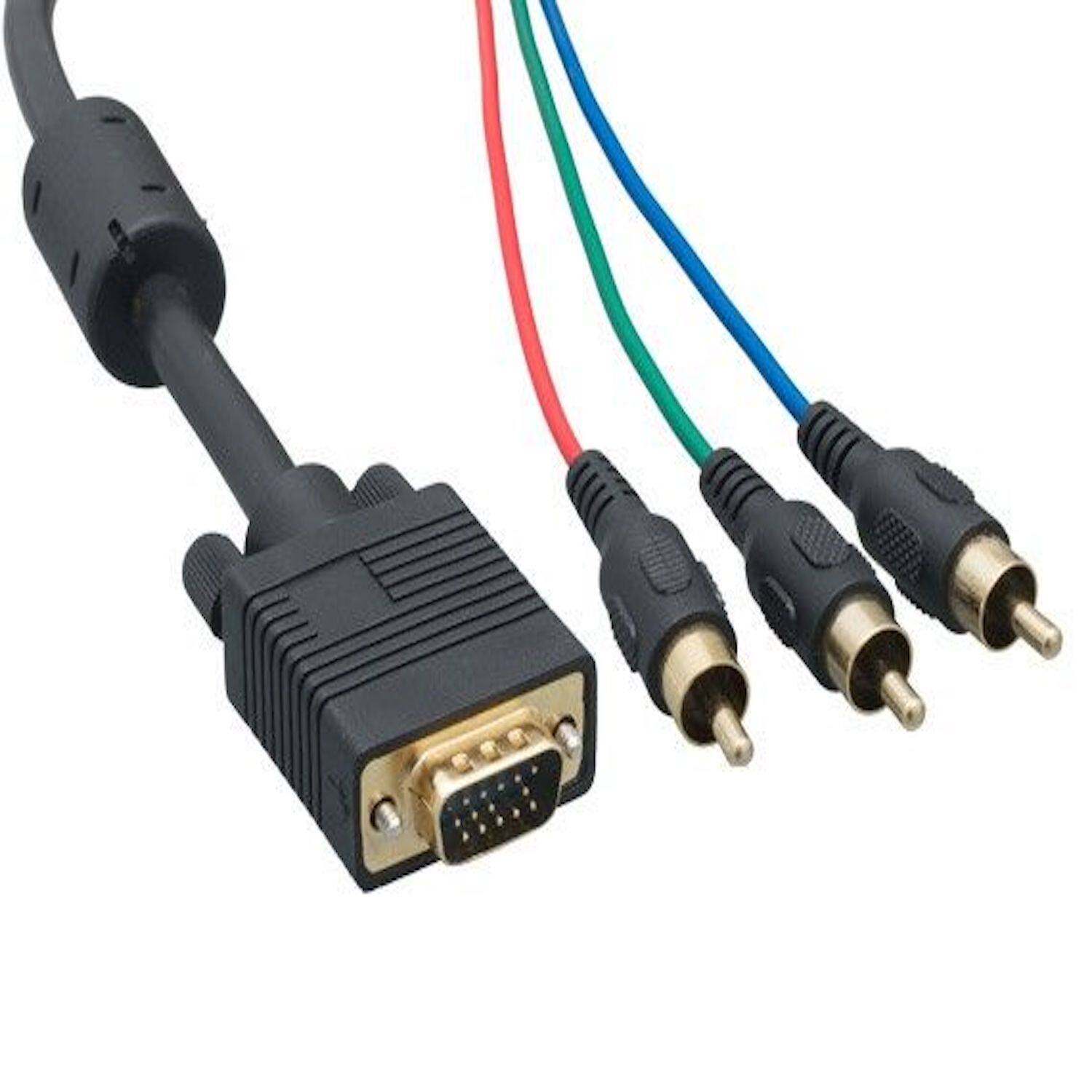 Left. Sanoxy - 10ft VGA HD15 Male to 3 RCA Male Video Cable - Black.