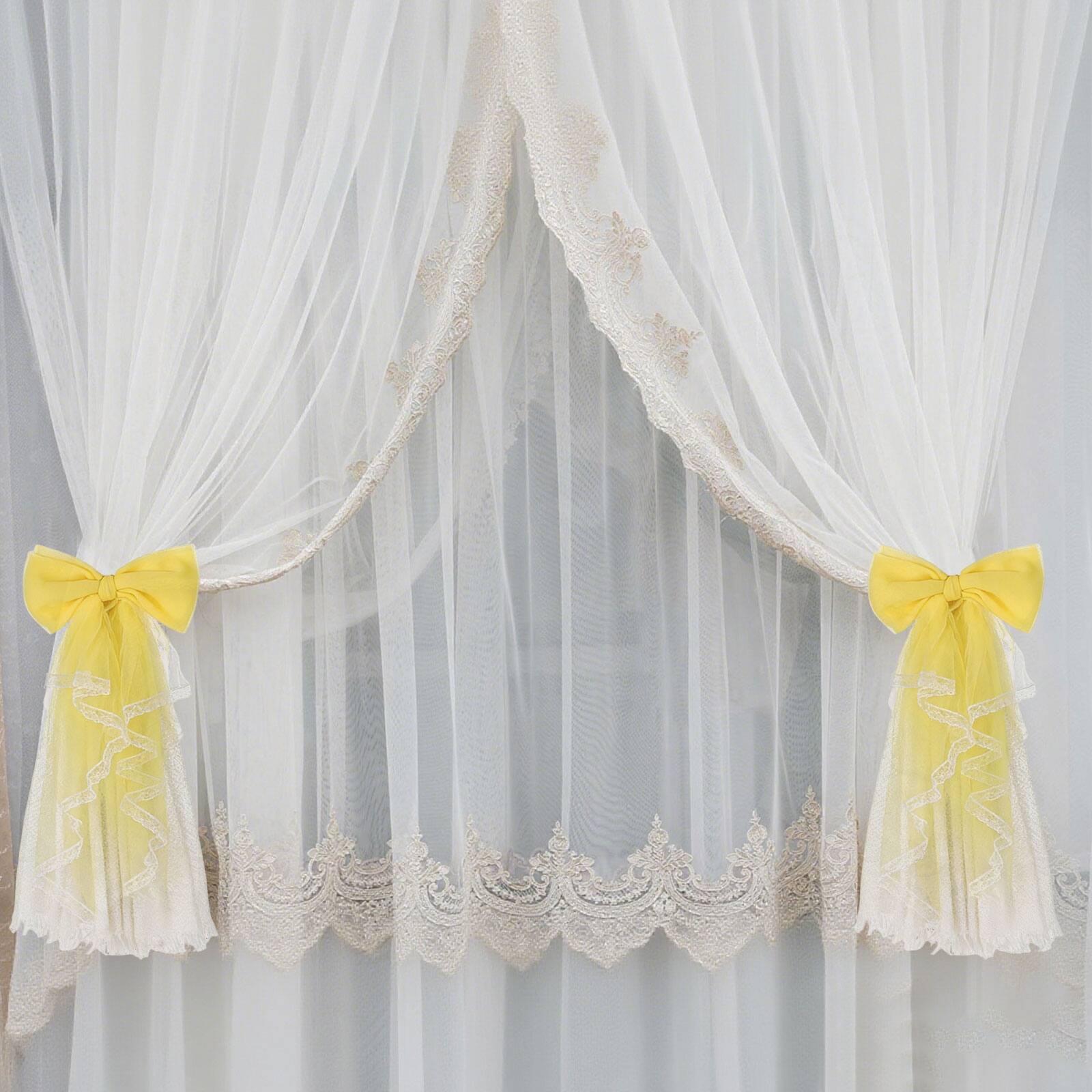 Alt View 5. Unique Bargains - Premium 2pcs BowKnot Curtain Tiebacks with Buckle Decorative Holders for Home Office Thin Sheer Window Curtains - Red.