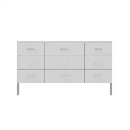 Front. Famapy - Famapy Modern Dresser: Tempered Glass Legs & Anti - Tipping Safety - White.