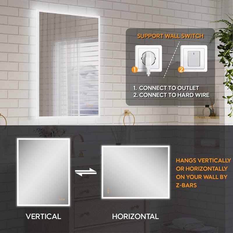 SUPPORT WALL SWITCH

1. CONNECT TO OUTLET
2. CONNECT TO HARD WIRE

HANGS VERTICALLY OR HORIZONTALLY ON YOUR WALL BY Z-BARS

VERTICAL

HORIZONTAL