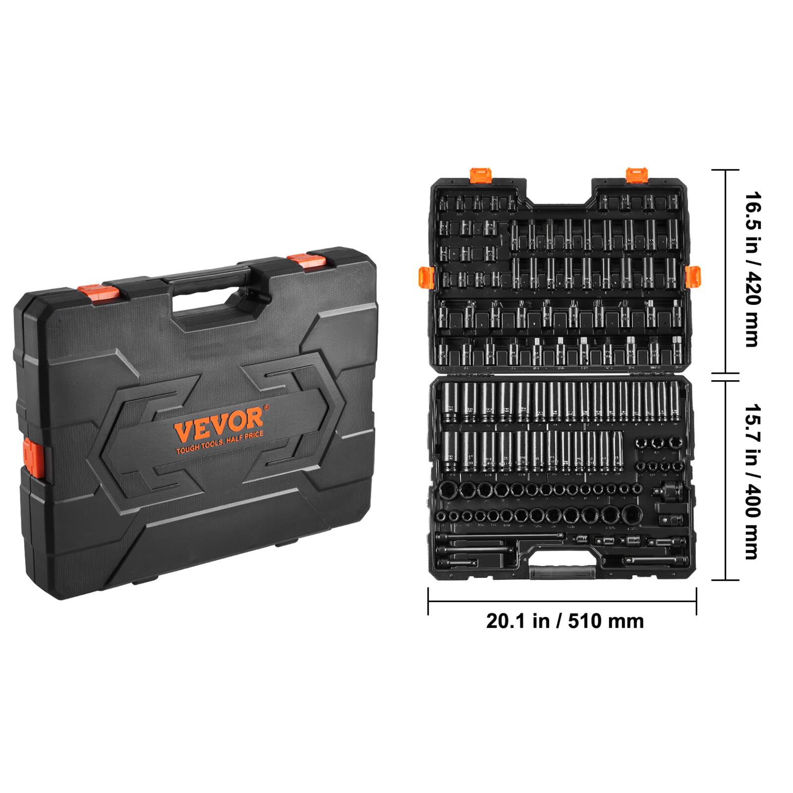 16.5 in / 420 mm
15.7 in / 400 mm
20.1 in / 510 mm