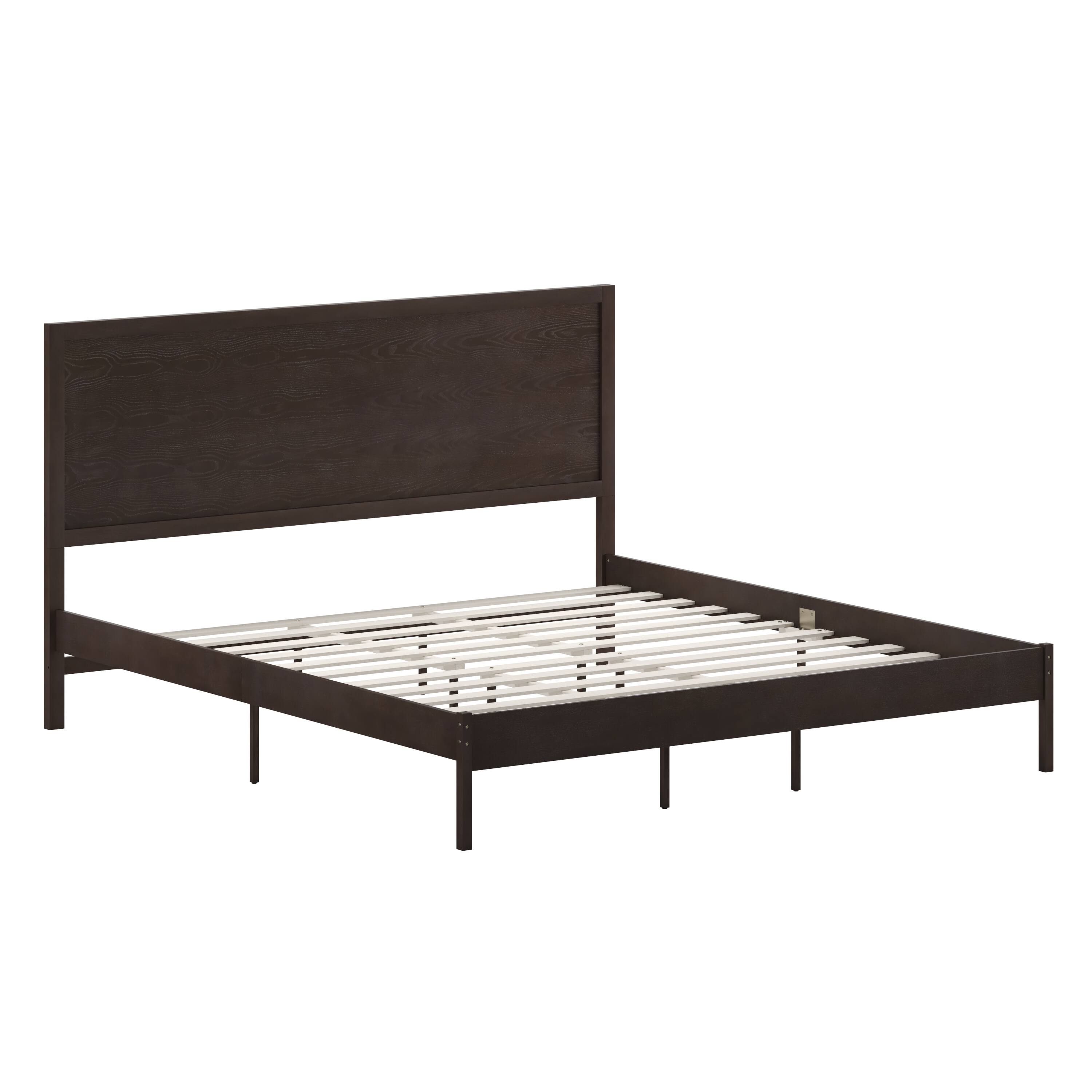 Alt View 1. Emma + Oliver - Ashton Classic Wooden Platform Bed with Headboard - Dark Brown.