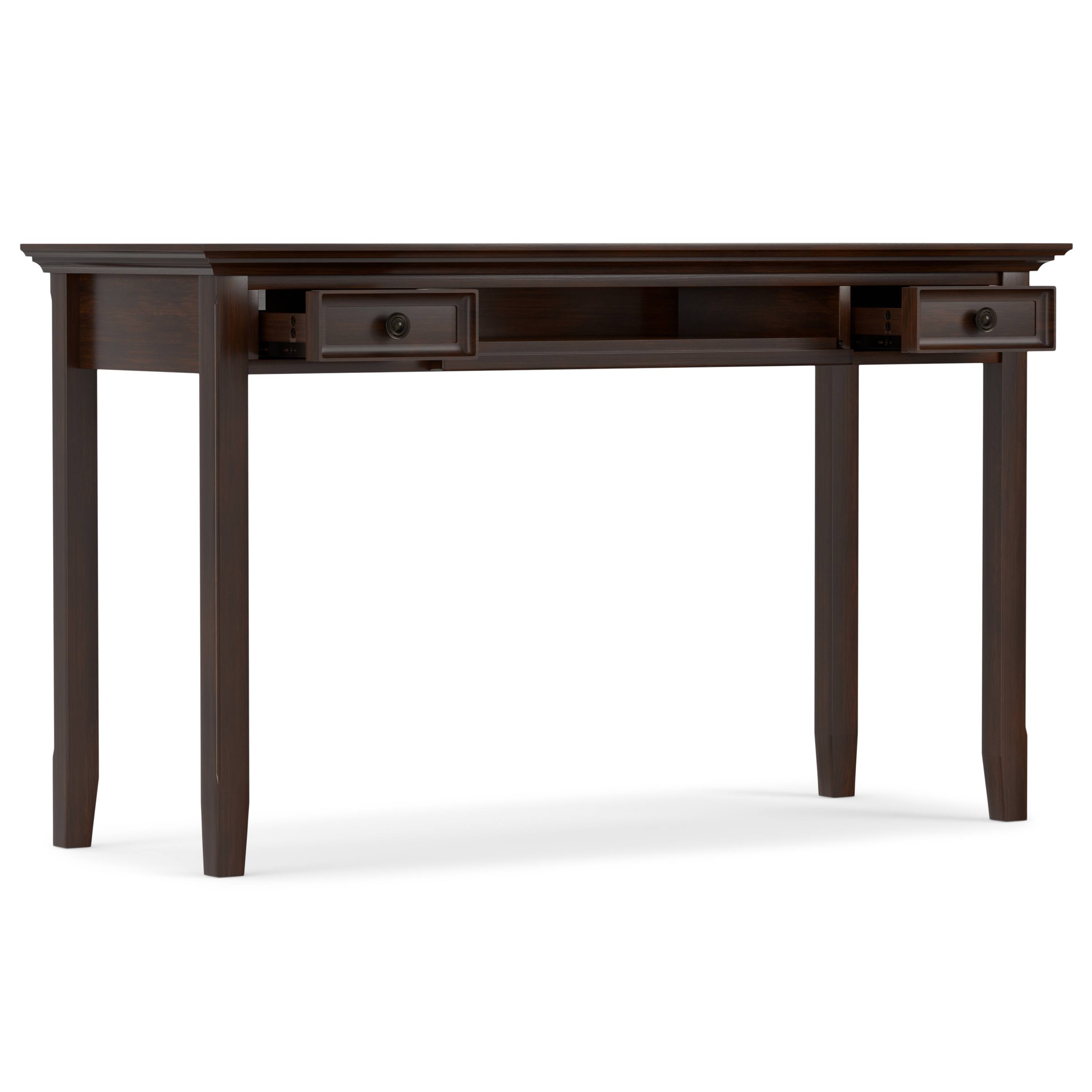 Back. Simpli Home - Amherst 54 inch Wide Solid Wood Desk in Russet Brown - Russet Brown.