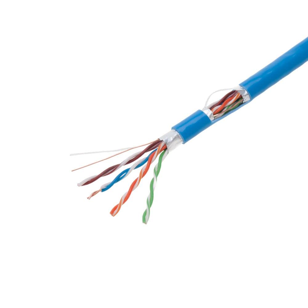 Left. Cables Direct Online - Cat5e FTP Ethernet Cable 1000ft Pull Box Solid 24AWG Shielded Bulk CCA Network Wire Blue - Blue.