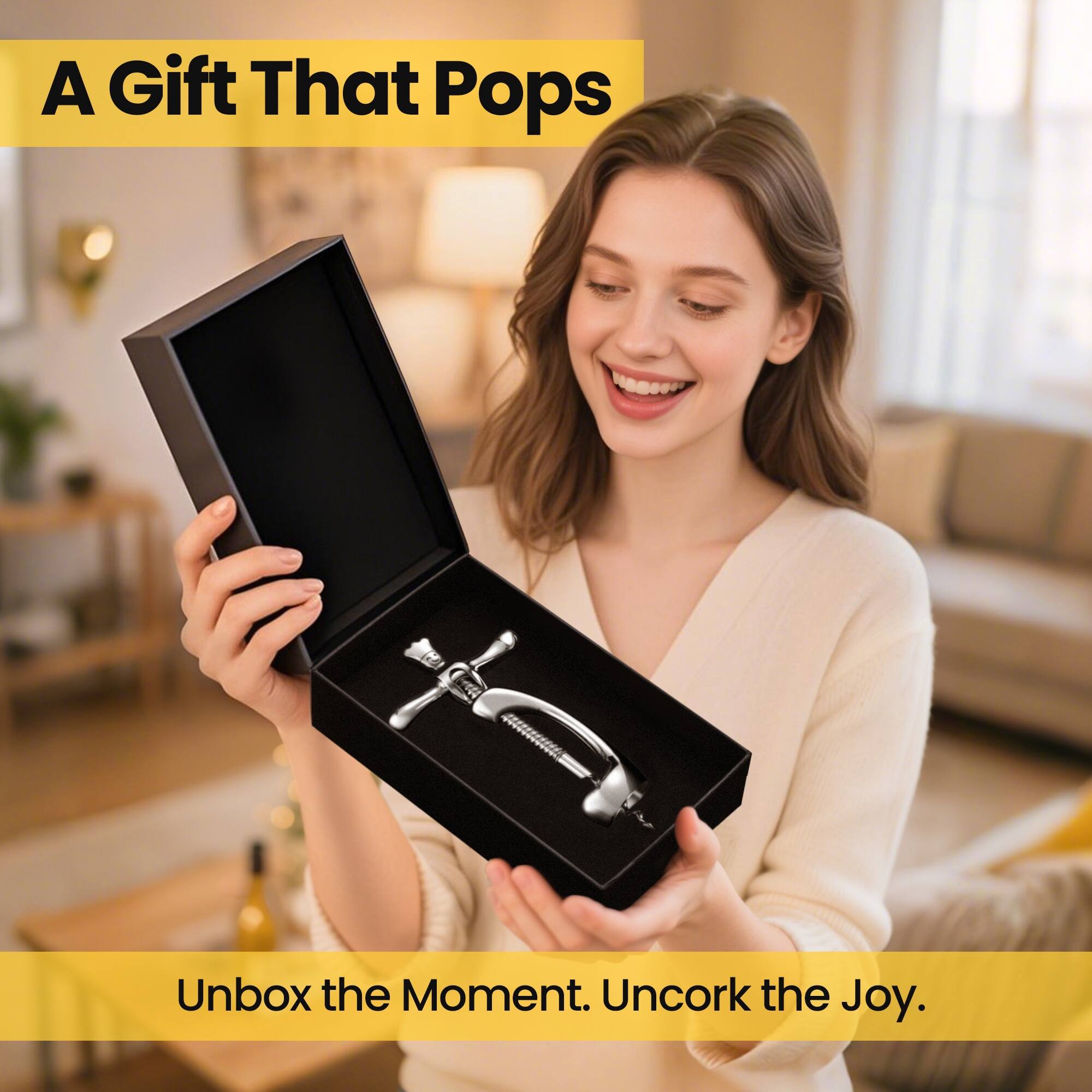 Alt View 2. Gourmet Easy - Wine Opener Deluxe, Heavy-Duty Bottle Opener, Manual Corkscrew for Easy & Smooth Removal of Intact Wine Corks - Stainless Steel.