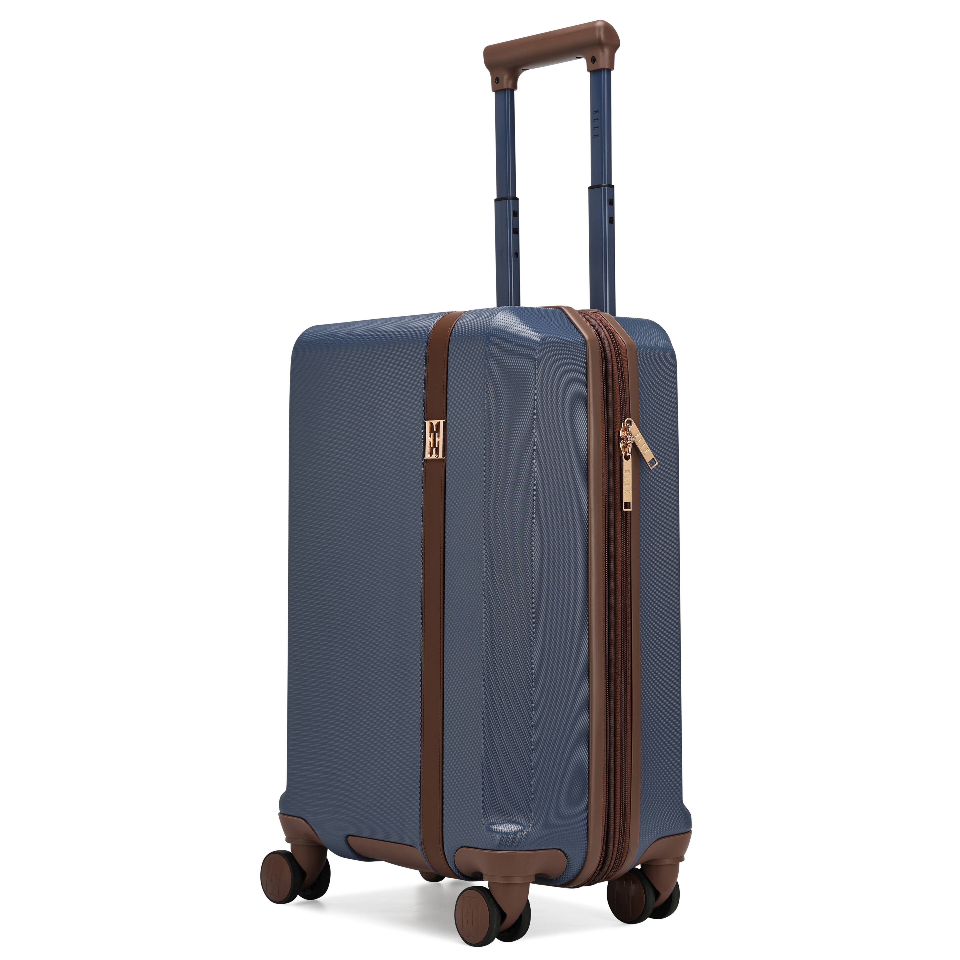 Alt View 4. Elle - ELLE Luxe Journey Expandable Retro Spinner Carry-on Suitcase | Navy - Navy.