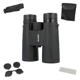 Carson - Makalu 10x42 Full-Size Roof-Prism Binoculars with Strap, Pouch, Caps, Cleaning Cloth - Black