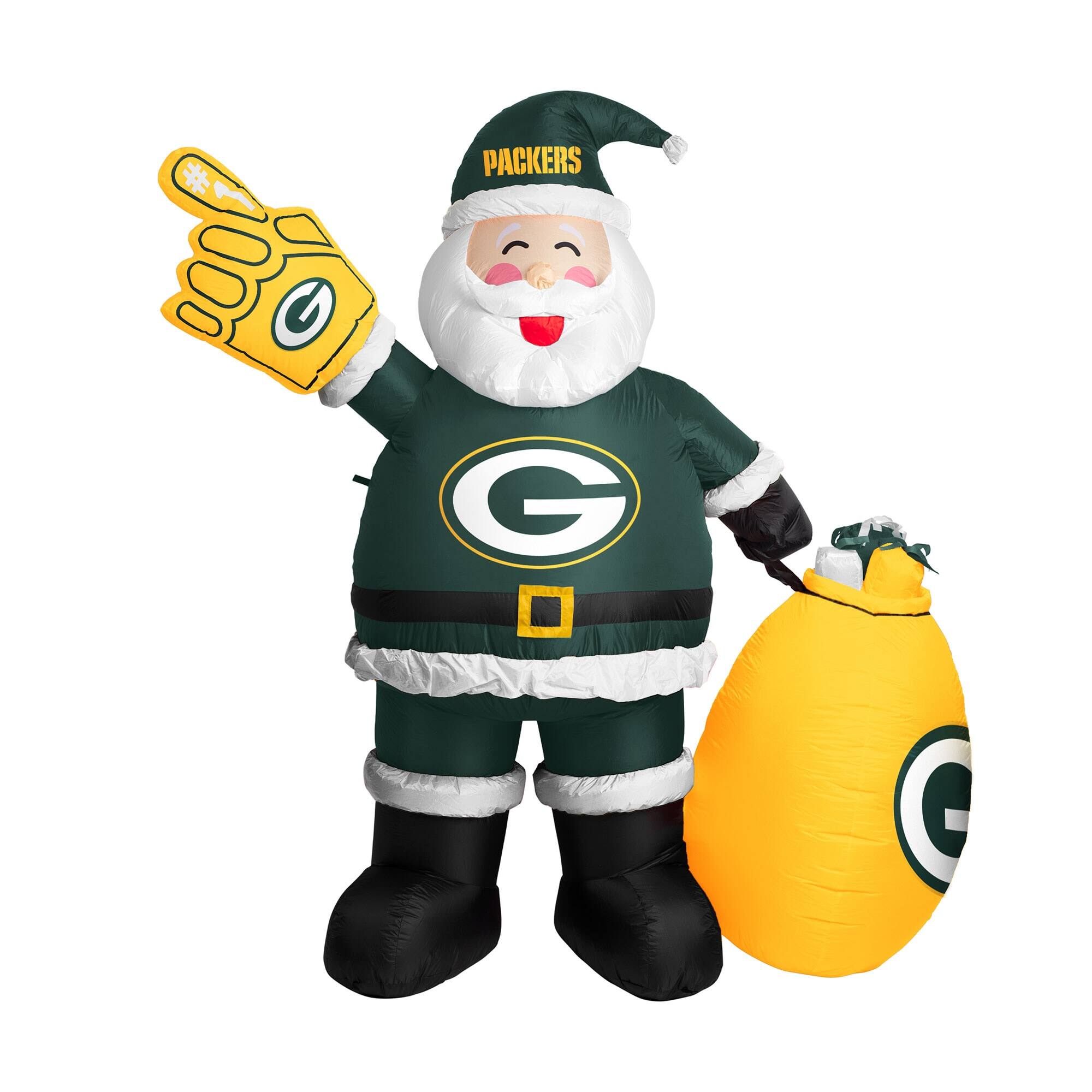 Logo Brands - Green Bay Packers 7' Inflatable Santa - Multicolor