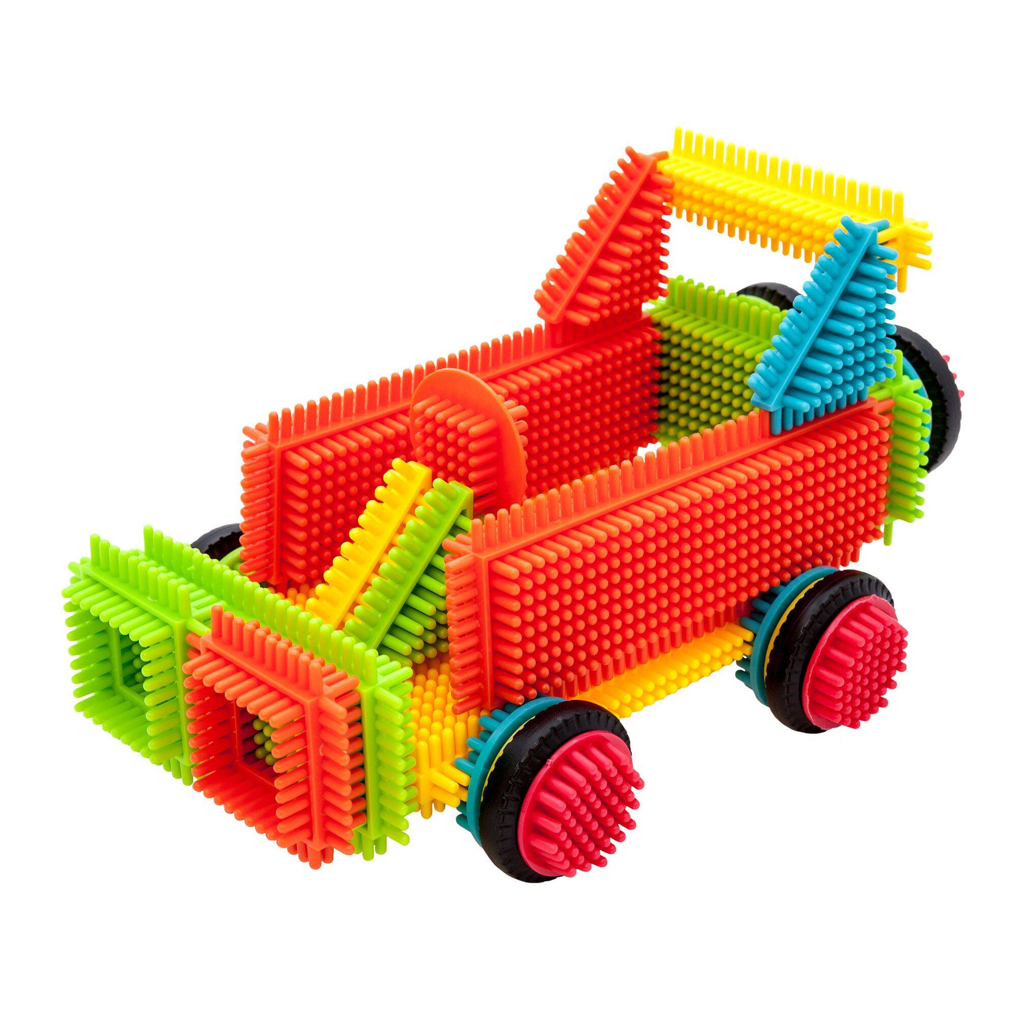 Alt View 3. PicassoTiles - PICASSO-TILES 151PCS Hedgehog Lock Block Building Tiles, STEM Educational Truck Theme Playset with Animal Figures.