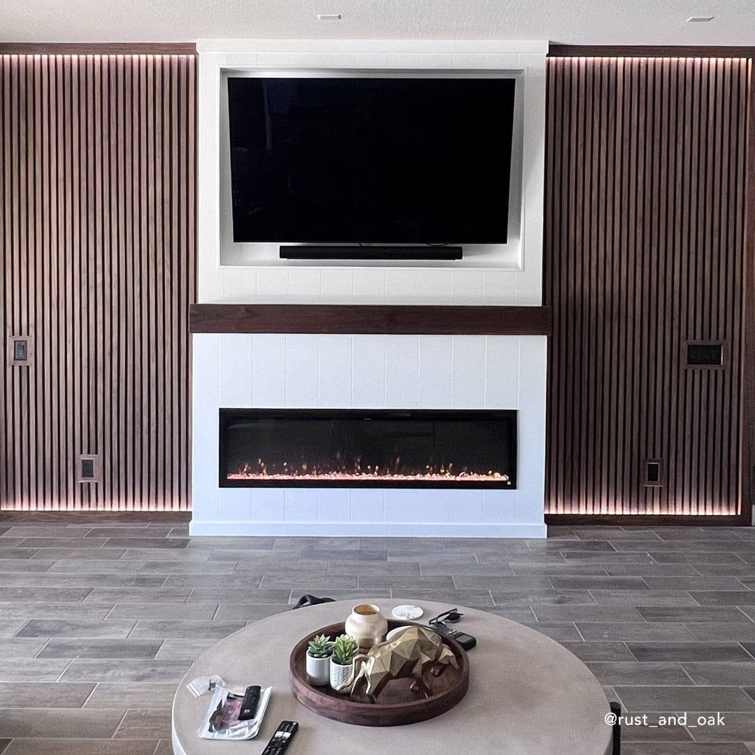 Angle. Touchstone Home Products - 72 in. Wall Mounted Recessed Sideline Elite Smart Electric Fireplace 1500W - Black.