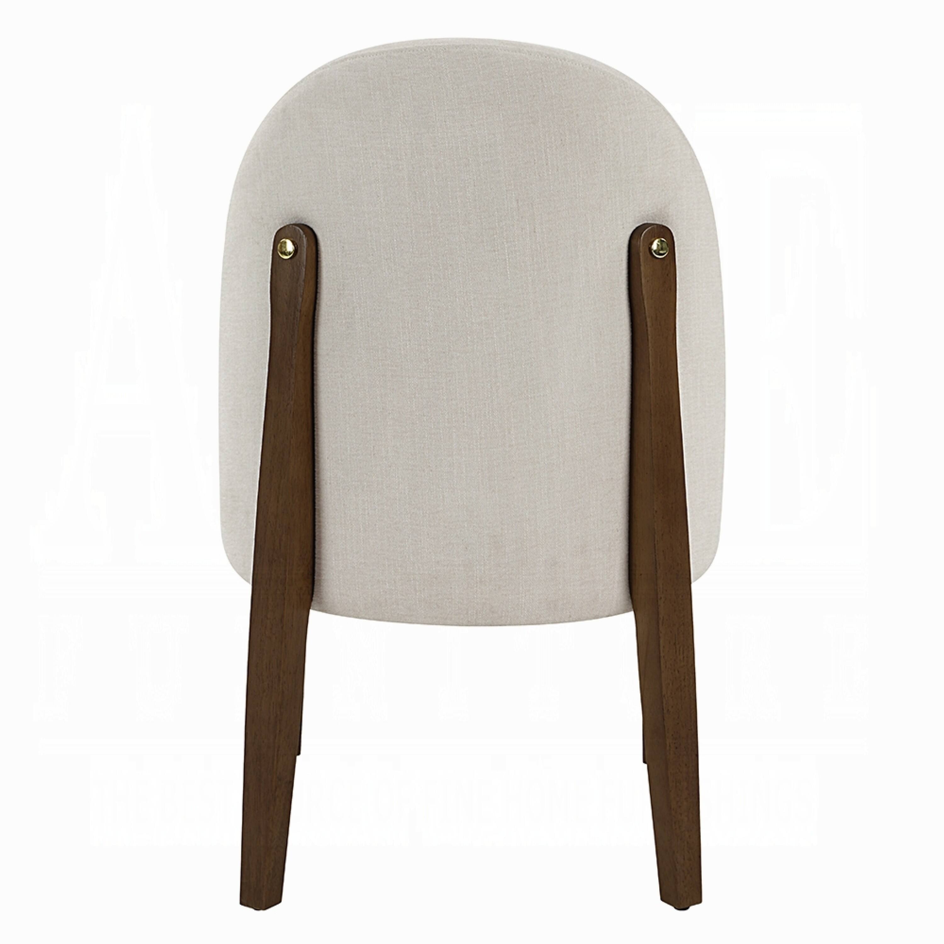 Alt View 2. Manhattan Lane - Gamo Set of 2 Side Dining Chair, Brown Rubberwood, Soft White Fabric - White, Oak Brown.