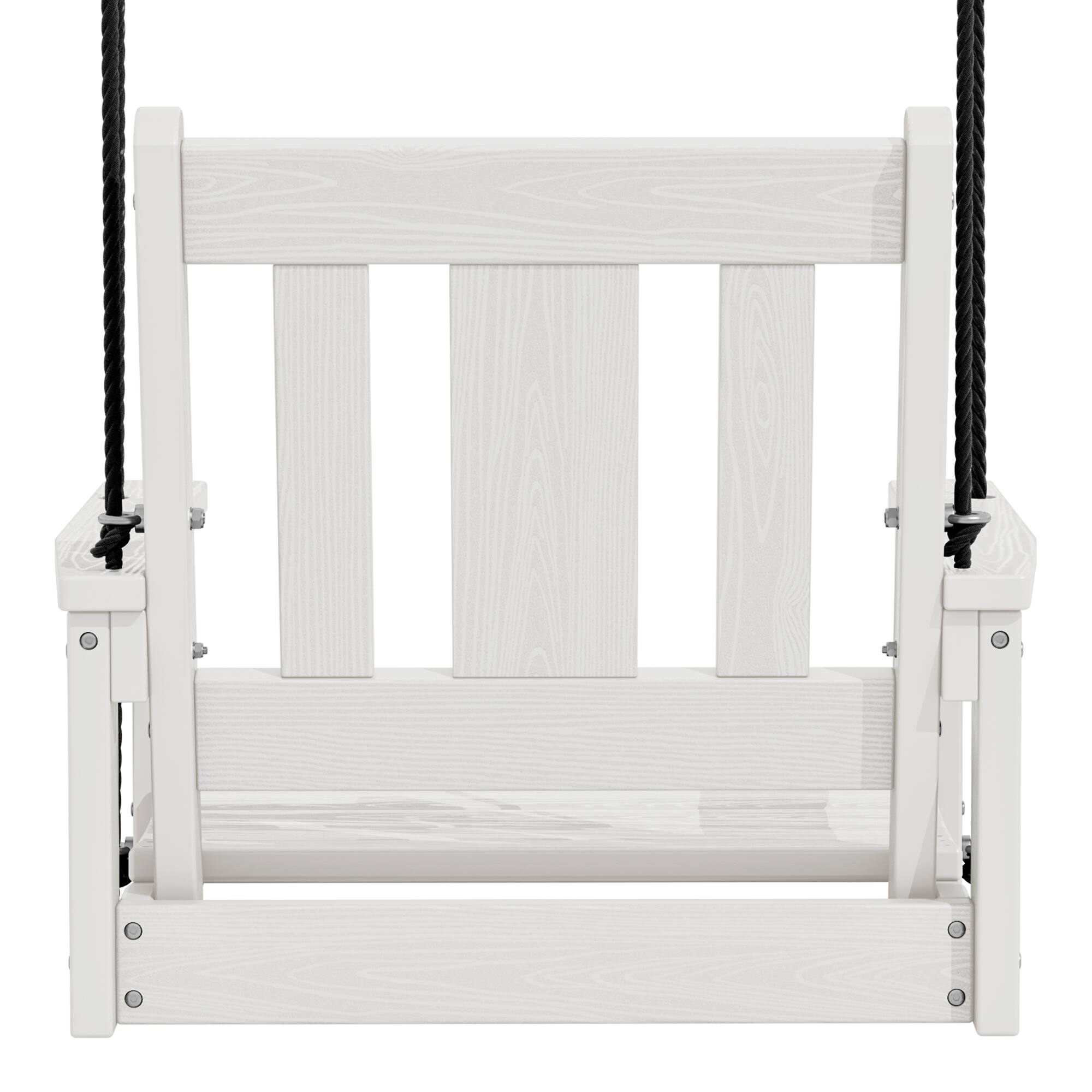 Back. SERWALL - SERWALL HDPE Heavy Duty Single Porch Swing for Patio Garden Yard, White - White.