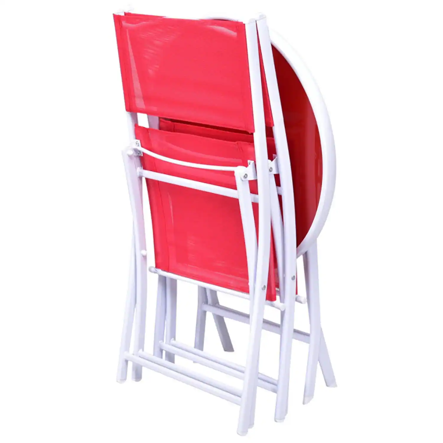 Alt View 3. Kadyn - 3 Pcs Patio Folding Bistro Set for Balcony or Outdoor Space, Lounge Chairs Table Set 2 Foldable Chairs and 1 Table-Red - Red.