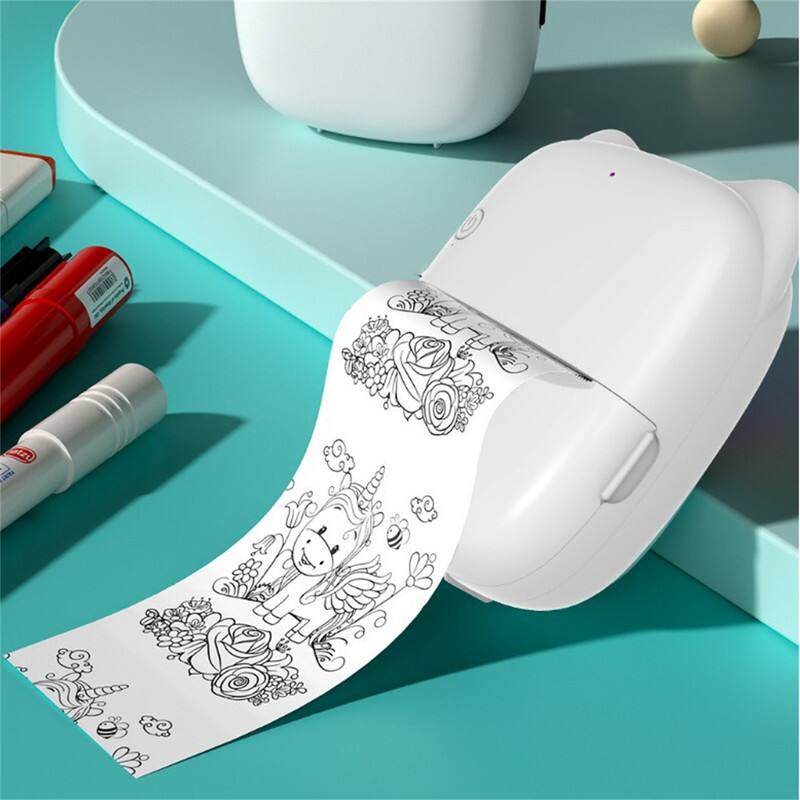 Angle. SKRAN - Kids AI Voice Interactive Printer-Pocket Thermal Printer, Intelligent Learning, Portable Label Maker,Bluetooth Connected - Black.