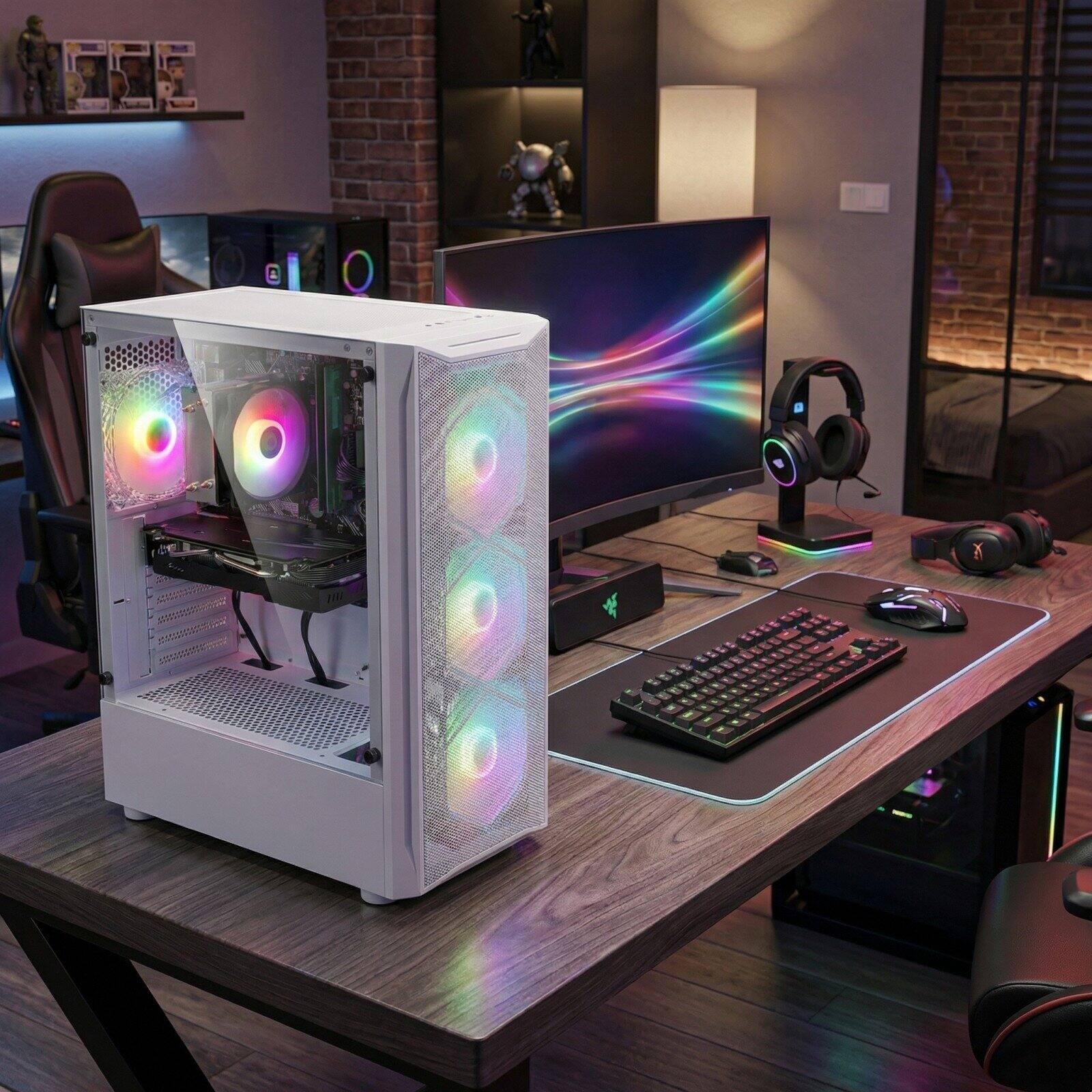 Alt View 1. STGAubron - STGAubron Gaming Desktop PC, AMD Ryzen 5 5500 up to 4.2GHz, GeForce RTX 2060 Super 8G,16G DDR4, 1T SSD, WiFi 6, Win11H - White.