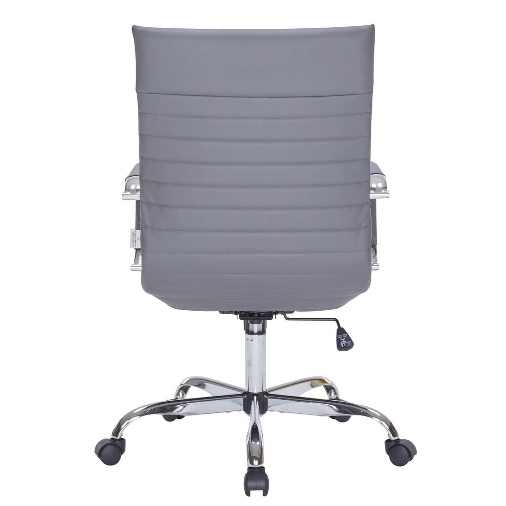 Alt View 6. LeisureMod - Harris High-Back Office Chair, Leather Upholstery with Gold Metal Frame Modern Armless Desk Chair for Conference Seating - Grey.