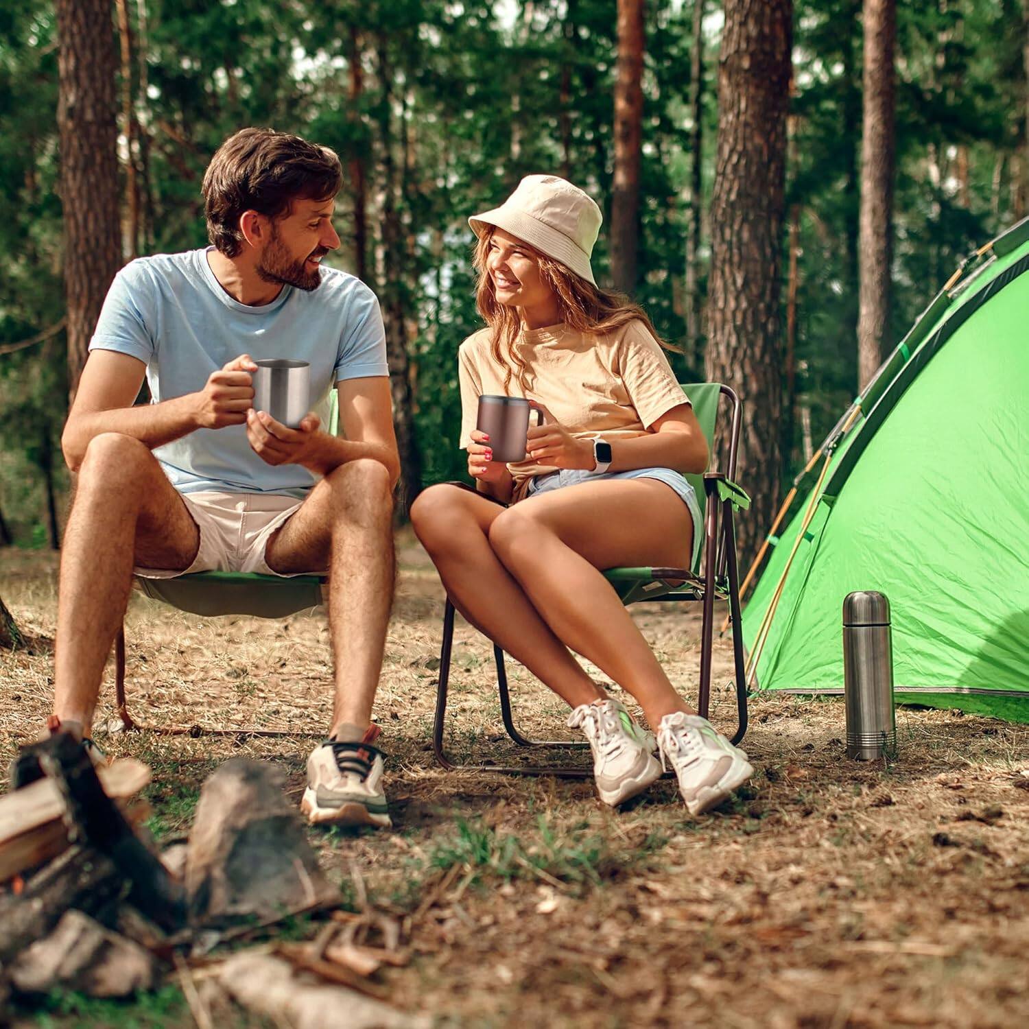 Back. Zulay Kitchen - Zulay Kitchen 12oz Insulated Coffee Mug with Lid - Stainless Steel Camping Mug Tumbler with Handle - Rose Gold.
