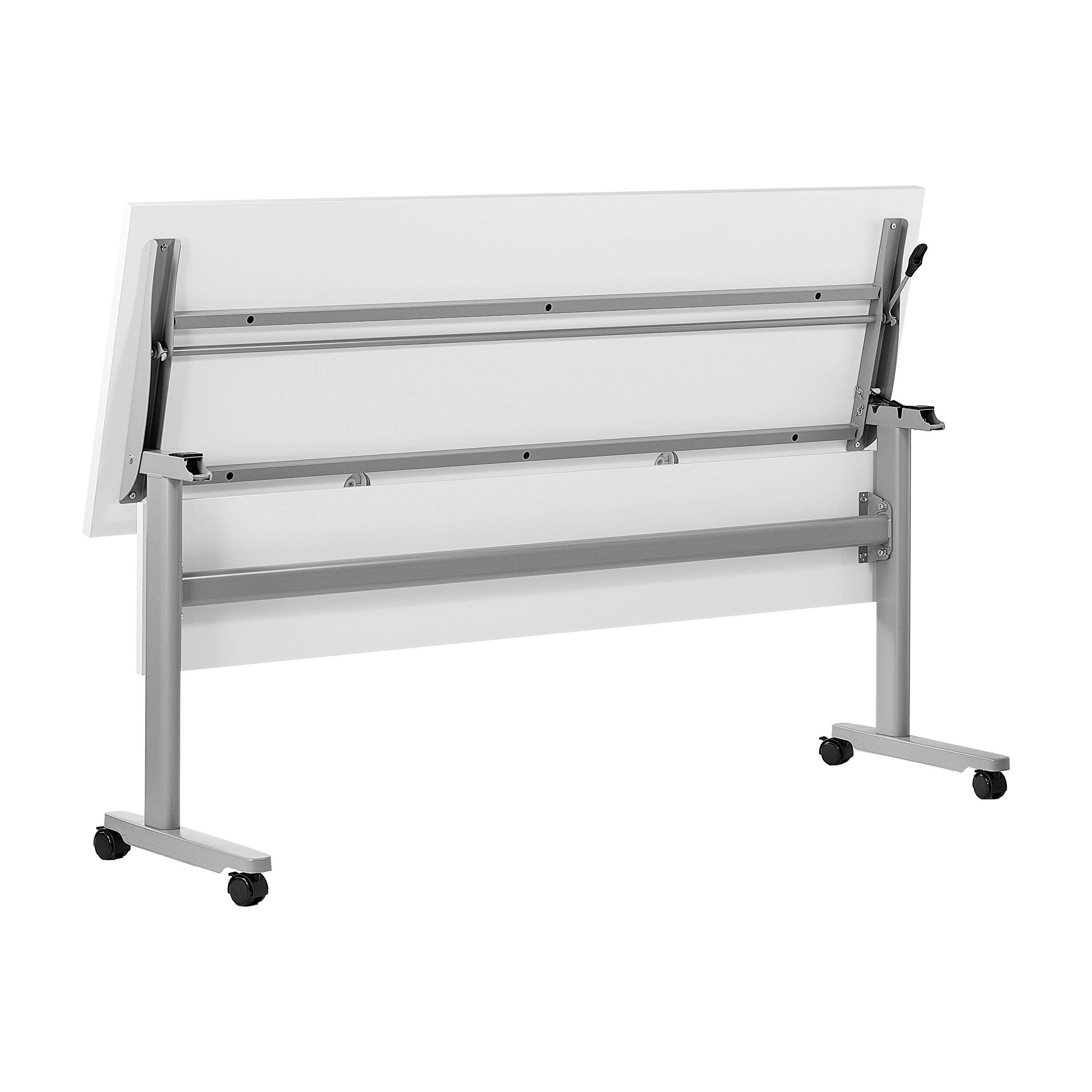 Alt View 10. Emma + Oliver - Hahn Heavy-Duty Flip Top Training Table with Nesting Design, Privacy Panel, T-Legs, Tabletop, Metal Frame - White Top/Gray Frame.
