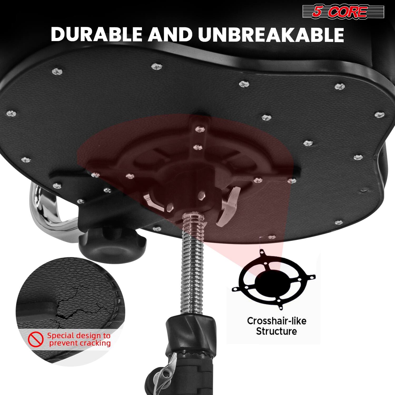 5 CORE  
DURABLE AND UNBREAKABLE  

Special design to prevent cracking  

Crosshair-like Structure