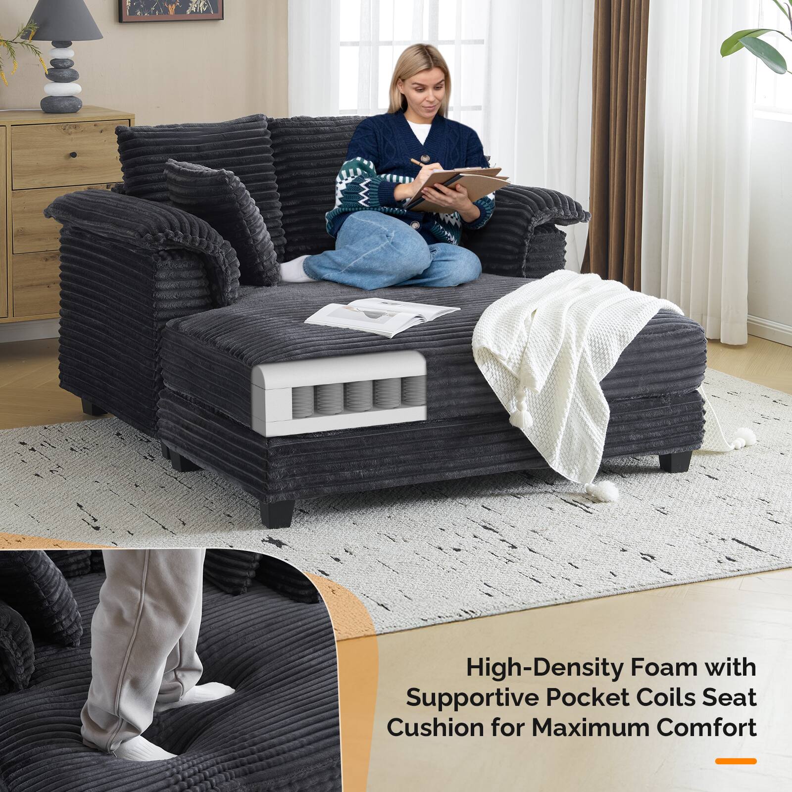 High-Density Foam with Supportive Pocket Coils Seat Cushion for Maximum Comfort