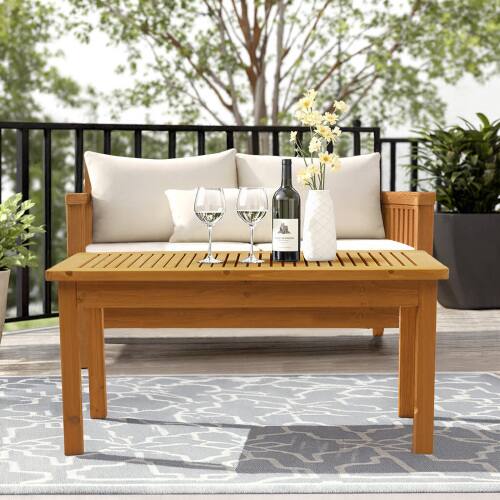 Alt View 8. Winado - 35in Patio Wooden Coffee Accent Side Table for Indoor/Outdoor Resistant Table Furniture - Teak.
