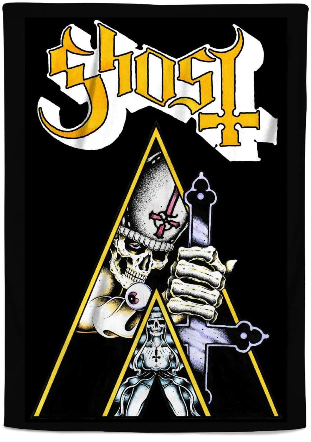 Front. PopMarket - Ghost - Rocksax - Ghost - Clockwork - Sherpa Fleece Blanket (60 in x 80 in) - Multicolor.