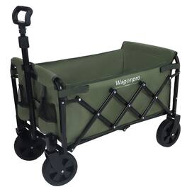 Mondawe - Expandable Dual-Layer Wagon Utility Carts w/ 225LBS Capacity, 360° All-Terrain Wheels - Dark Green