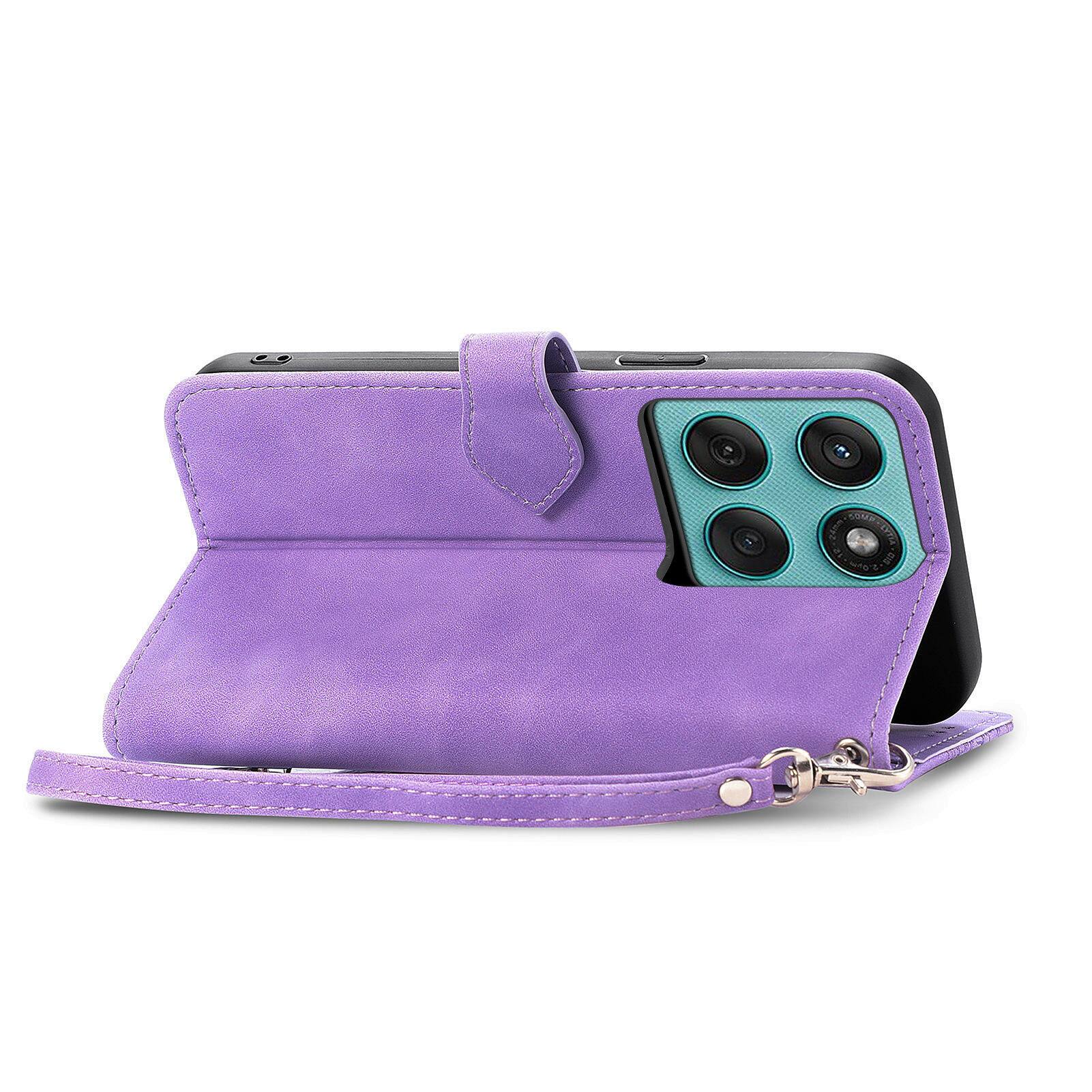 Alt View 1. Dteck - for Motorola Edge (2025) Wallet Case,Folio Shockproof PU Leather Card Holder Cover with Zipper Pocket & Wrist Strap - Purple.