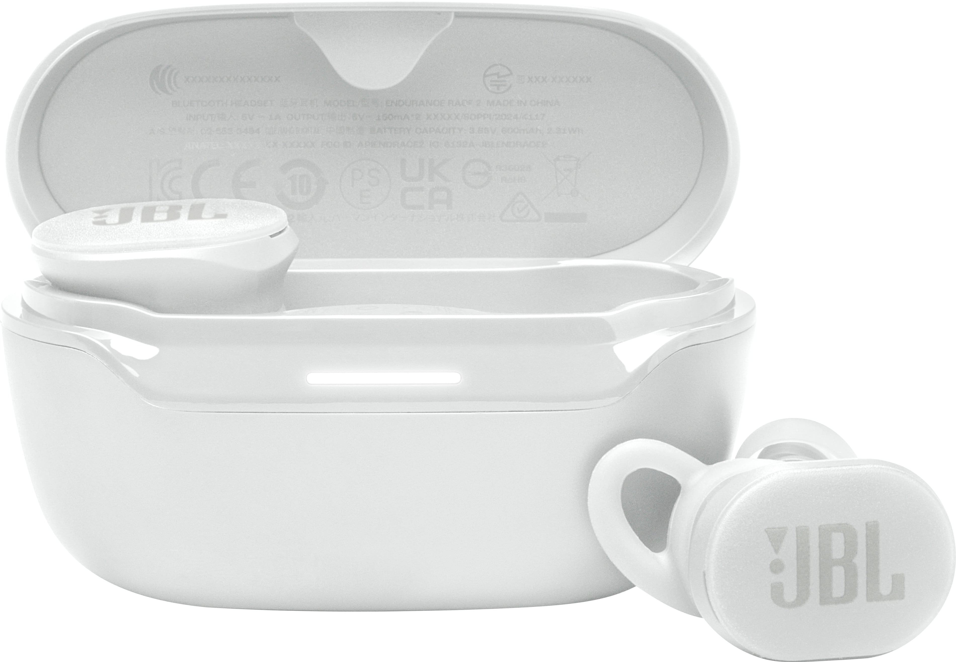 The text on the image reads: "JBL Bluetooth Headset Model/Endurance Radios 2 Made in China Input/Output: 150mAh 2.0V 600mAh 2.1Wh ANATES XX -XXXXX FOCHD APIENDRACEZ O 1GRA JOLENDRADES UK 3602a CCED 10 PS e o E CA JBL 242 X0 UBL."