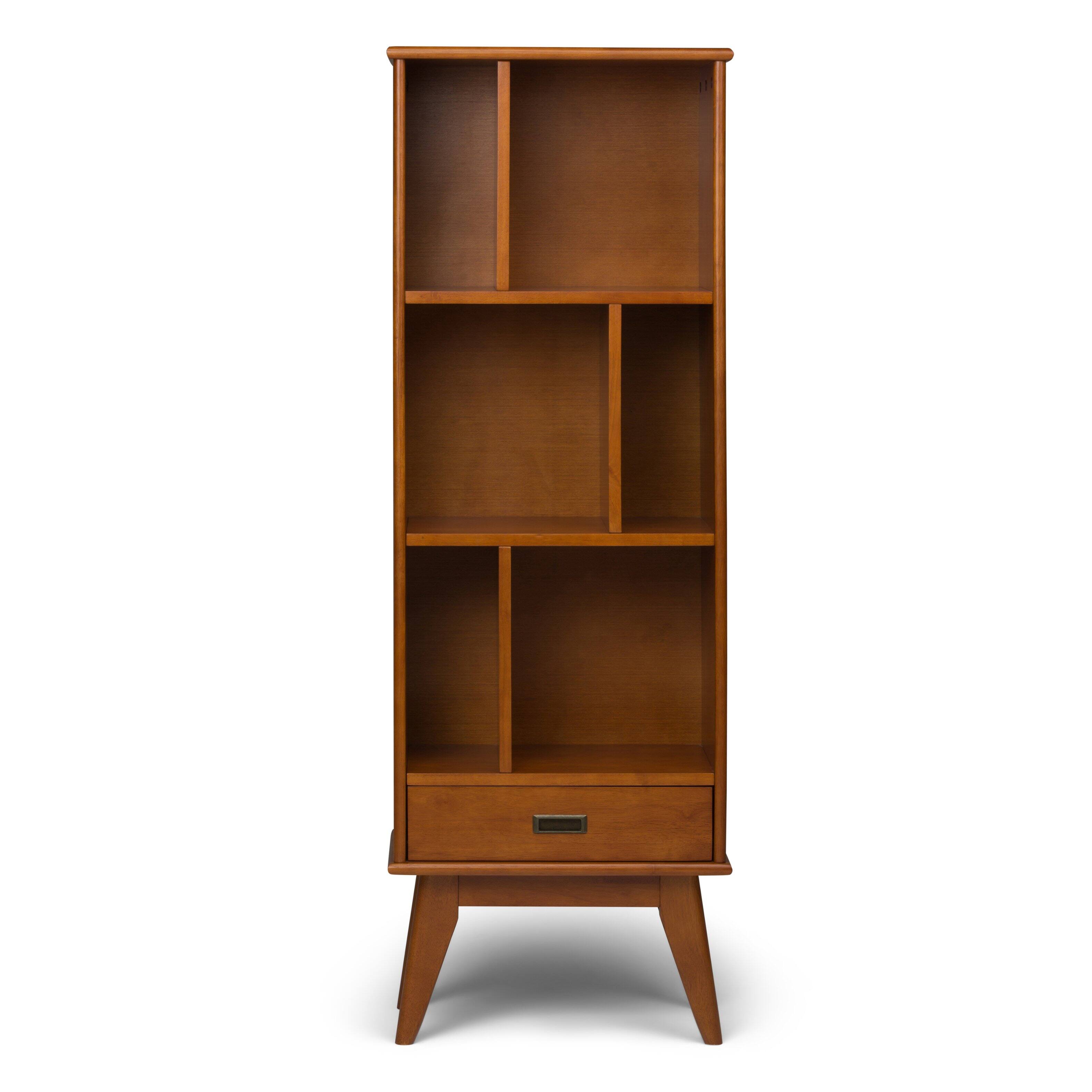 Left. Simpli Home - Draper 22 inch 6 Cubbie Bookcase (Set of 2) - Teak Brown.