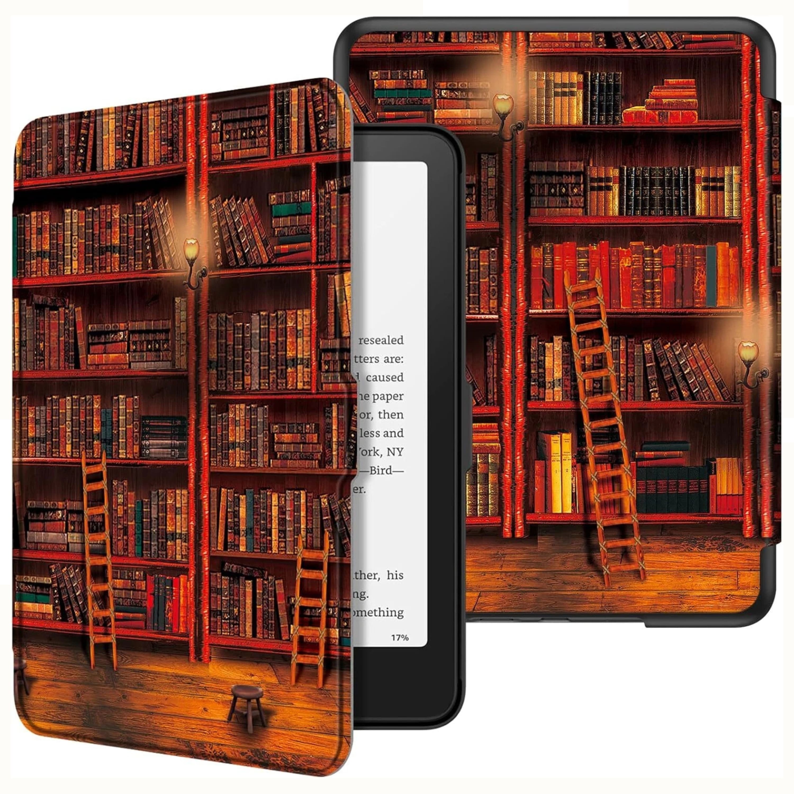 Kitcheniva - Premium Slim Case for Kindle Paperwhite 12th Gen 2024 With Auto Wake Sleep Library - Libary