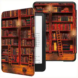 Kitcheniva - Premium Slim Case for Kindle Paperwhite 12th Gen 2024 With Auto Wake Sleep Library - Libary