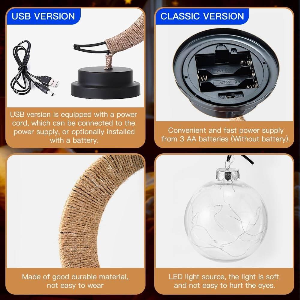 **USB VERSION**

- USB version is equipped with a power cord, which can be connected to the power supply, or optionally installed with a battery.

- Made of good durable material, not easy to wear.

**CLASSIC VERSION**

- Convenient and fast power supply from 3 AA batteries (Without battery).

- LED light source, the light is soft and not easy to hurt the eyes.