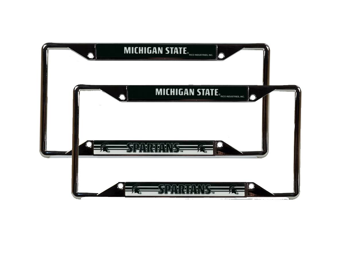 Michigan State Spartans Chrome EZ View License Plate Frame - Set of 2 Frames