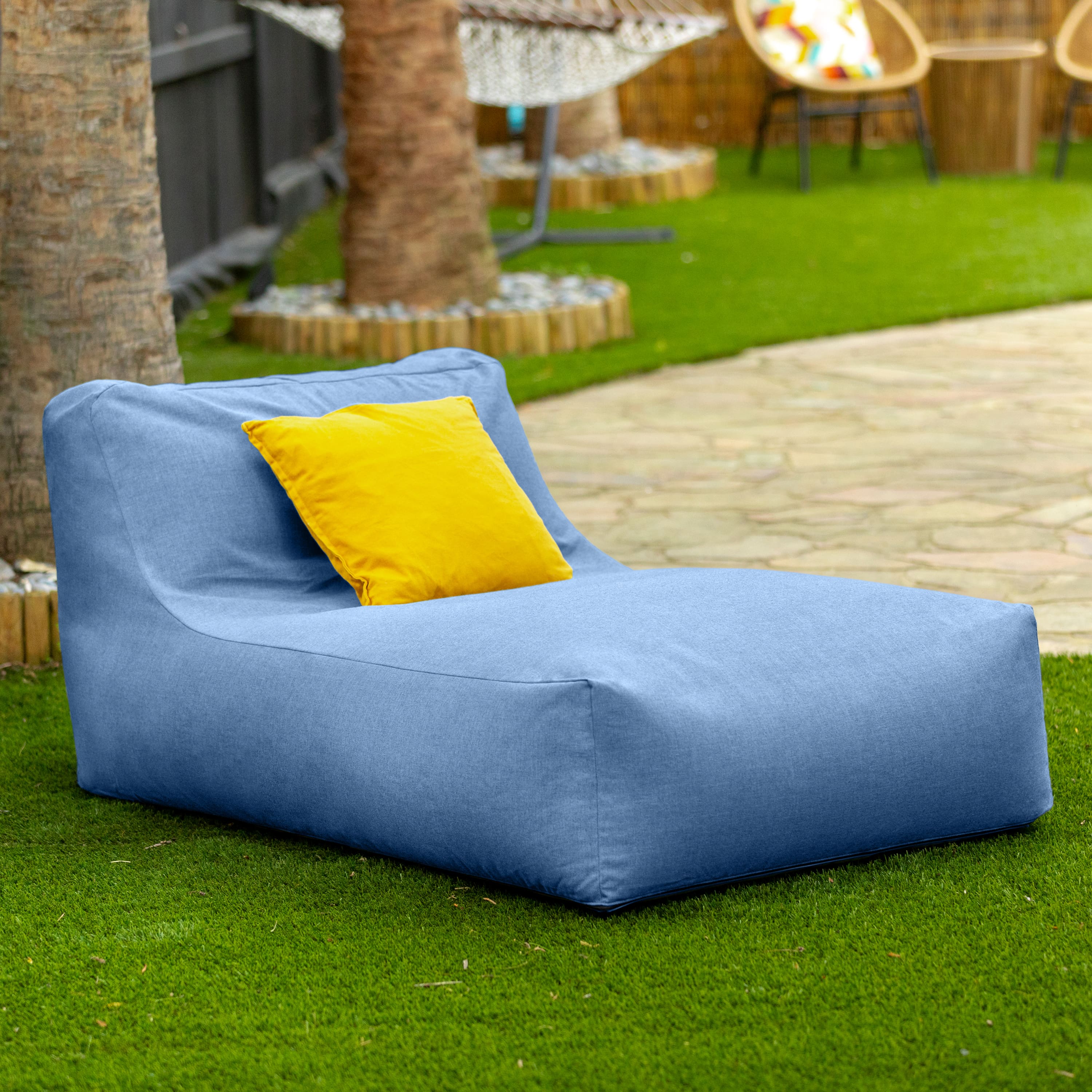 Jaxx - Coza Outdoor Sun Lounger - Luxurious Giant Outdoor Chaise - Sunbrella - Ocean Blue