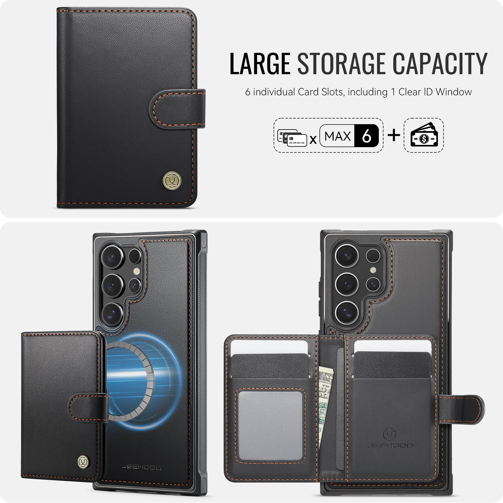 LARGE STORAGE CAPACITY  
6 individual Card Slots, including 1 Clear ID Window  
MAX 6 +
