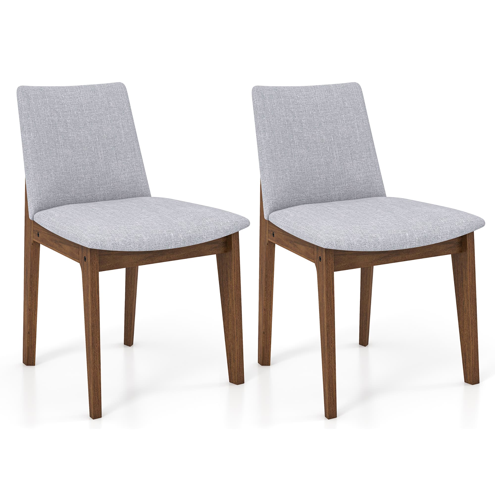Gymax - Wooden Dining Chairs of 2 w/ added Cushions High Curved Back for Dining Room - Walnut, Gray
