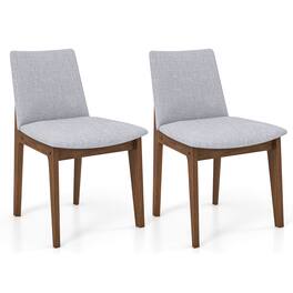 Gymax - Wooden Dining Chairs of 2 w/ added Cushions High Curved Back for Dining Room - Walnut, Gray