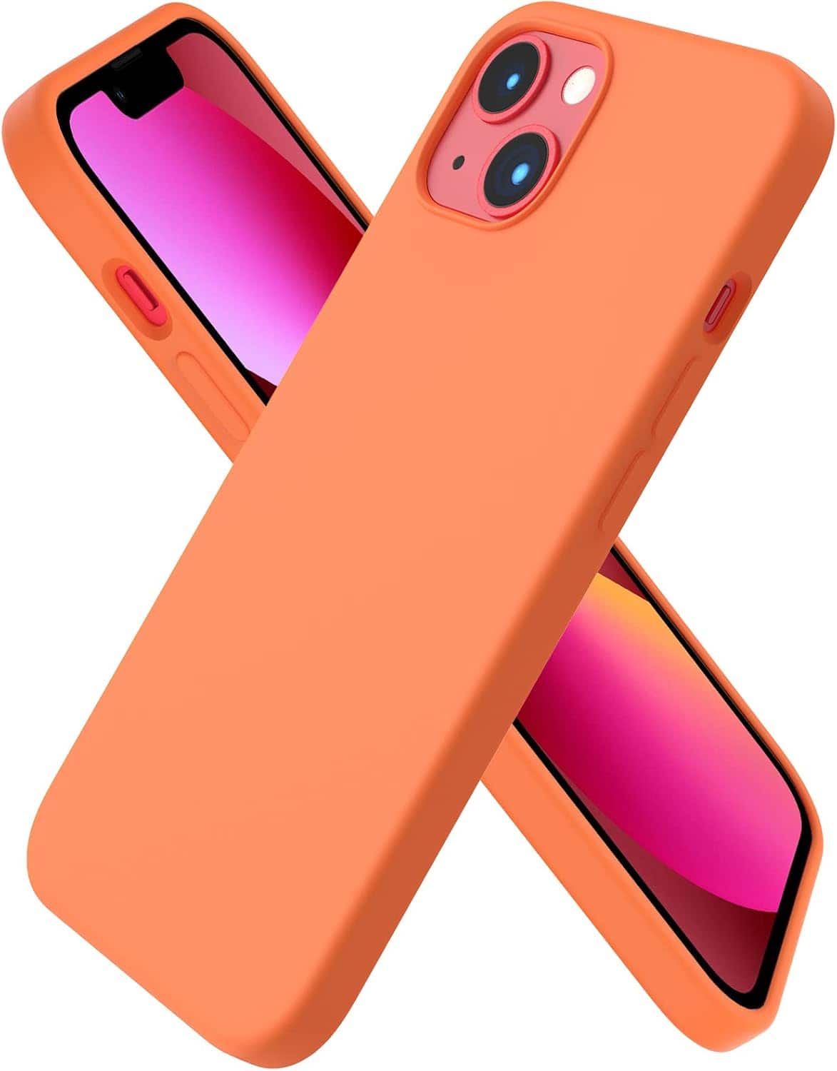 Front. Ornarto - ORNARTO Compatible with iPhone 13 Case 6.1", Slim Liquid Silicone 3 Layers Full Covered Cover-Orange - Orange.