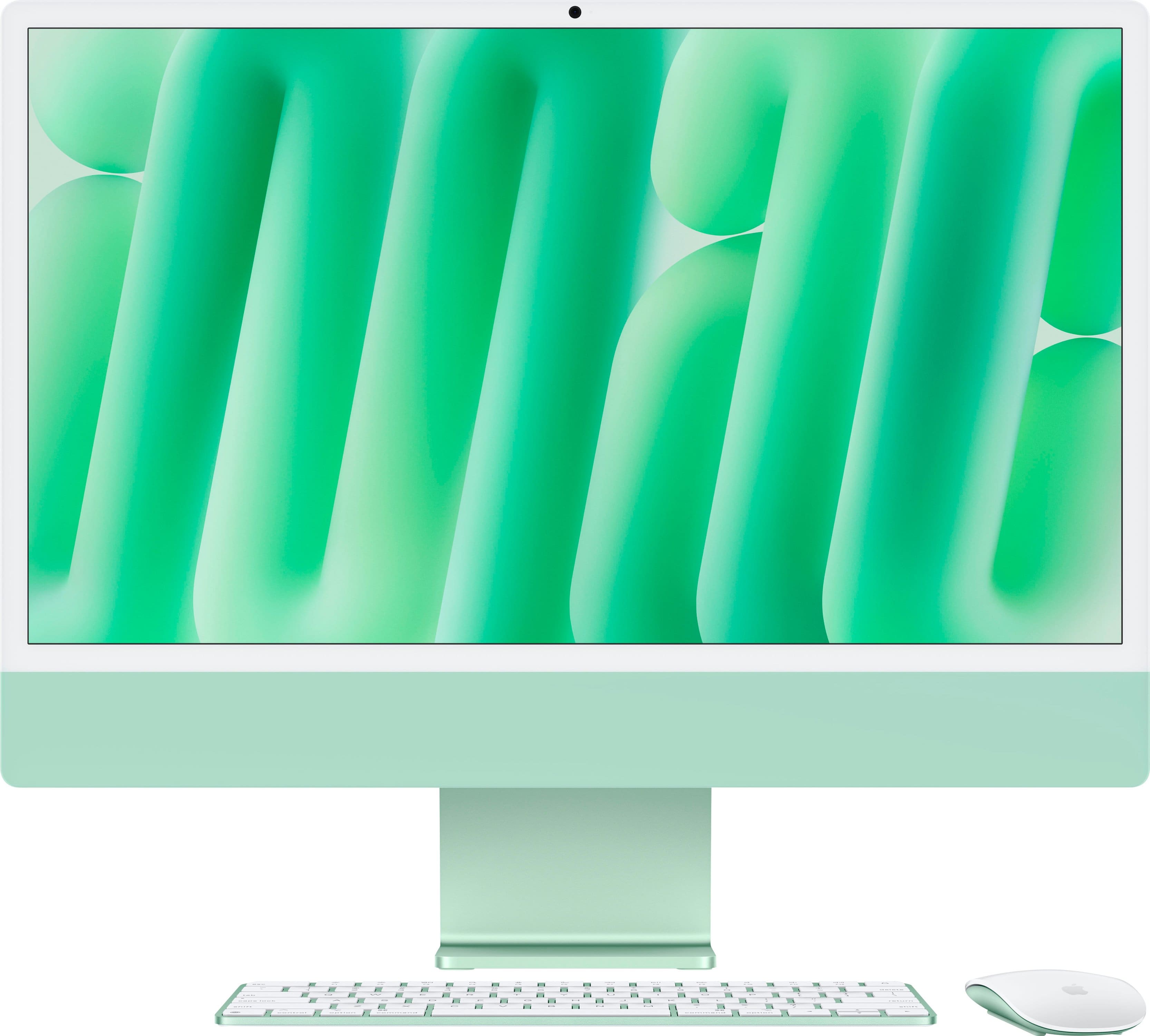 Front. Apple - iMac 24-inch All-in-One - M4 chip - Built for Apple Intelligence - 8 Core CPU - 8 Core GPU - 16GB Memory - 256GB SSD - Green.