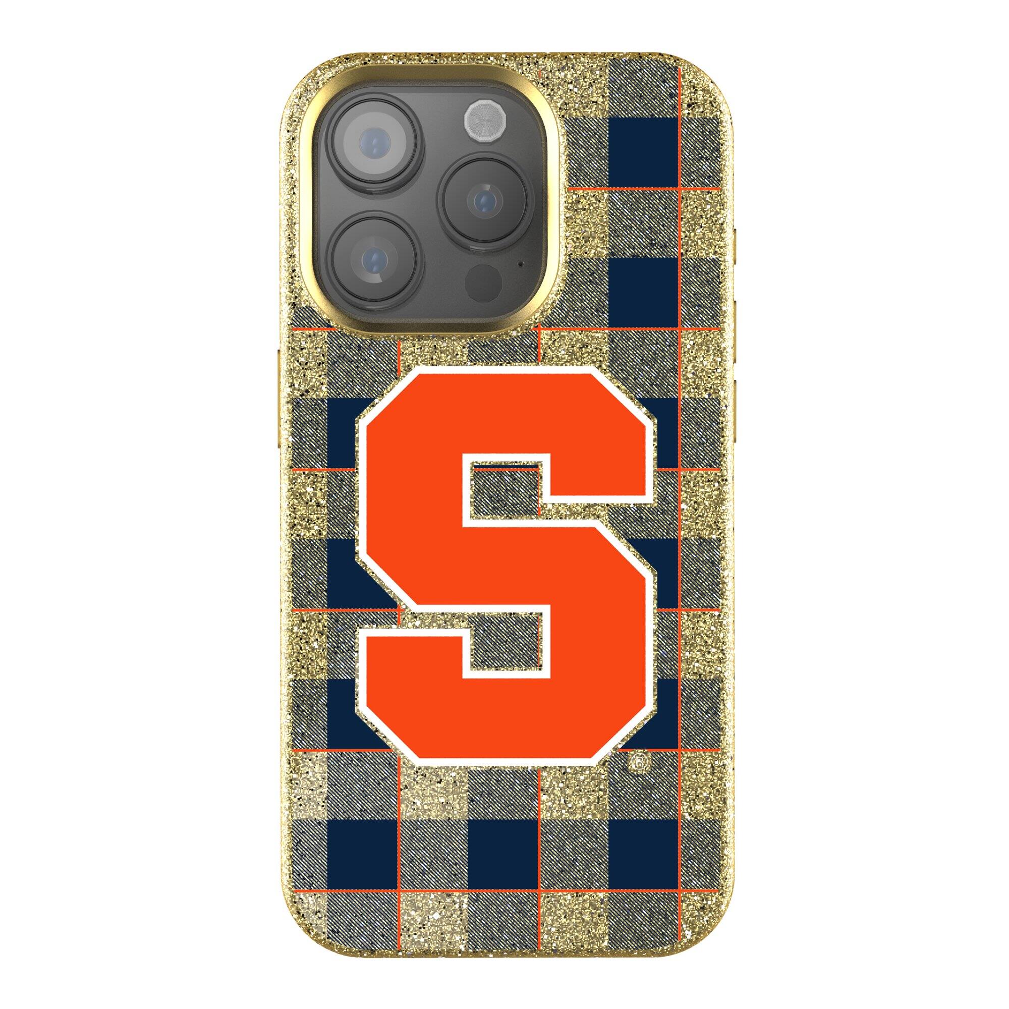 Keyscaper - NCAA - Syracuse Orange Plaid Bling iPhone Case - 15 - Gold