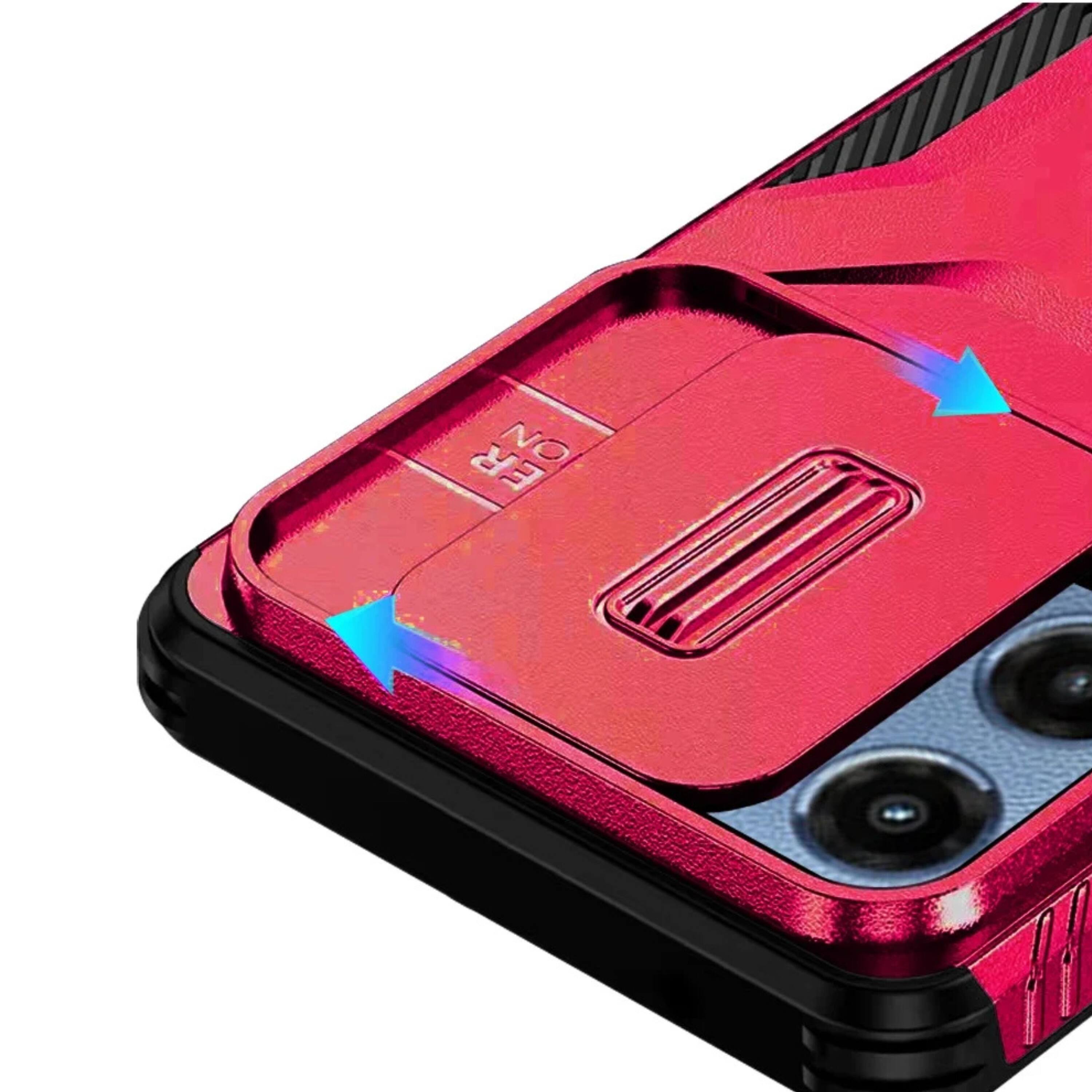 Back. Kitcheniva - Side Grip Rugged Case For Moto G 2025 2026 G Play 2026 With Sliding Camera Cover Hot Pink - Pink.
