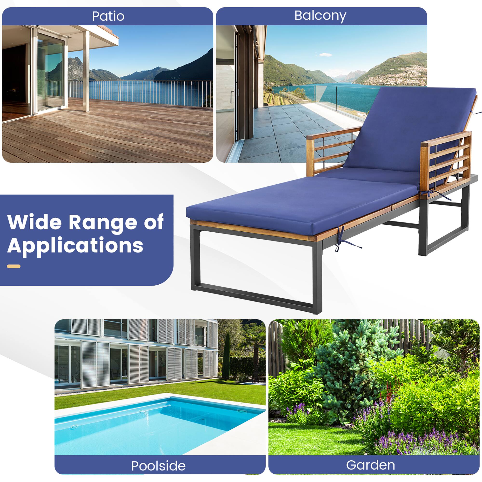 Patio  
Balcony  
Wide Range of Applications  
Poolside  
Garden