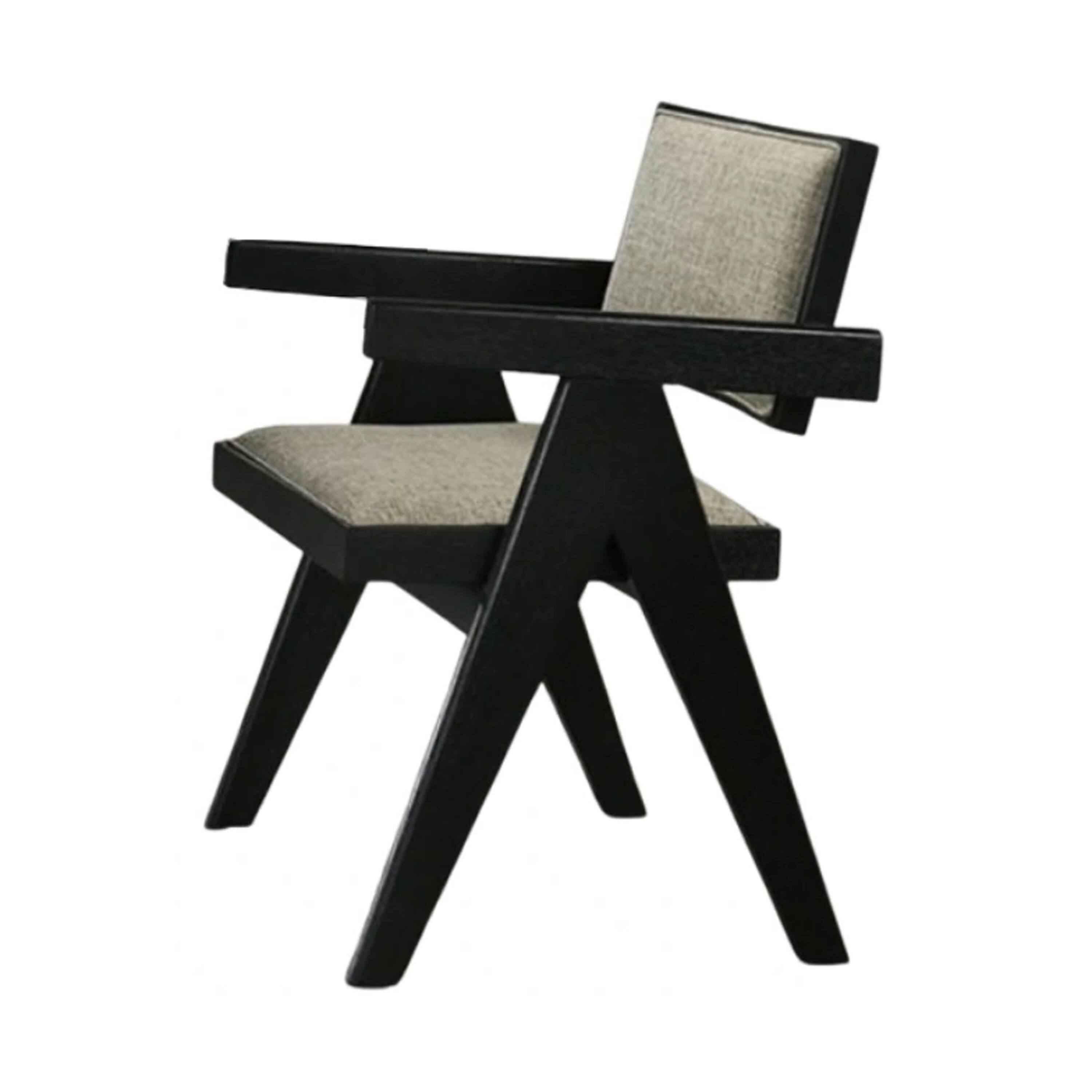 Alt View 1. Manhattan Lane - Toty Dining Armchair Set of 2, Curved Arms, Angled Rear Legs - Black, Light Gray.