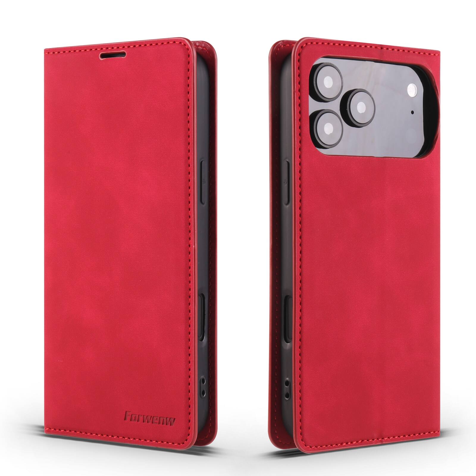 Dteck - Magnetic Wallet Case For iPhone 17 Pro Max, Shockproof Card Pocket Viewing Kickstand Protective Folio PU Leather Cover - Red price history on PriceWatchPro