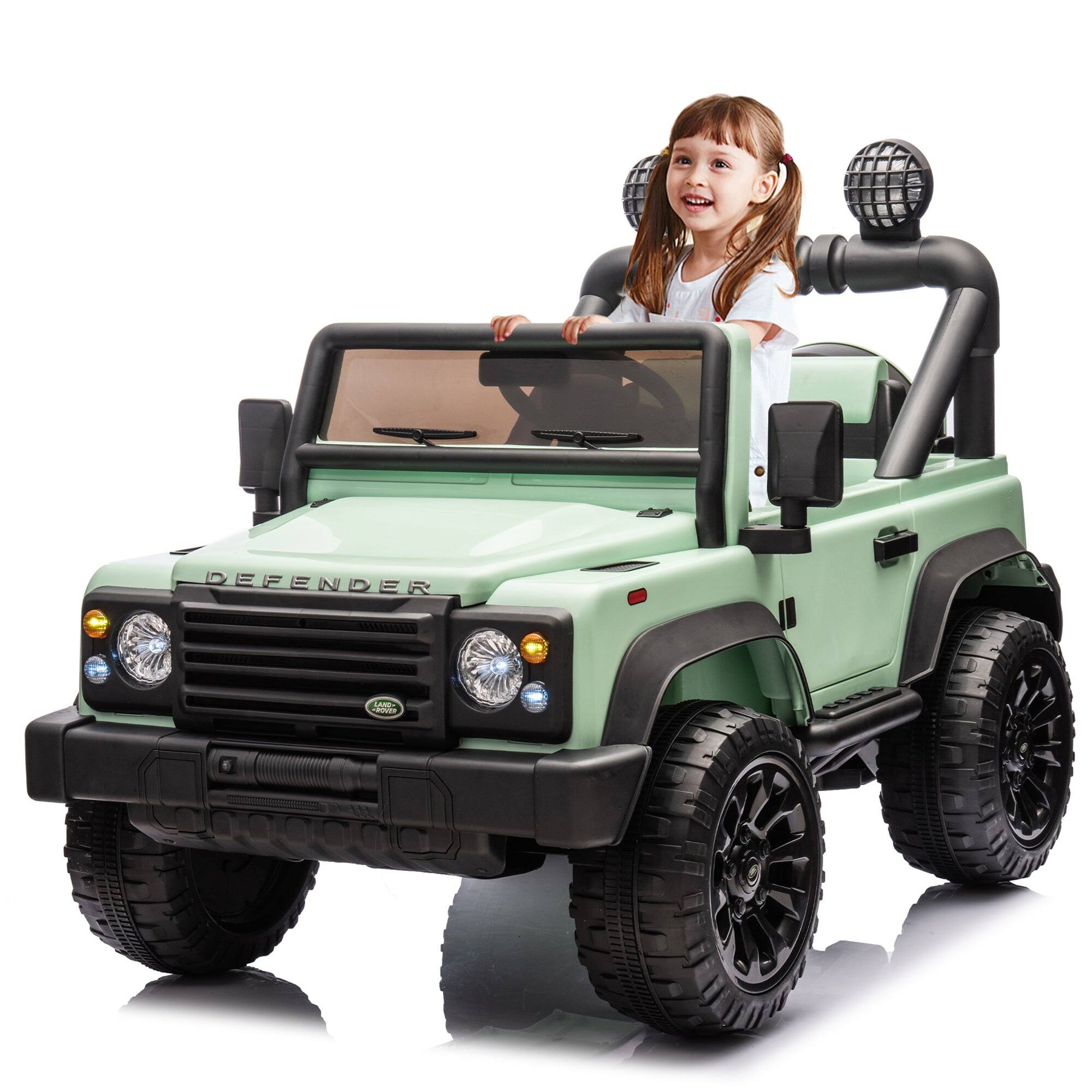 Back. BreeBe - Licensed Land Rover Defender Volta 5008 24V Kids Ride-On Car, Parents Control, 2WD, 4-Wheel Suspension, LED, Music - Green.