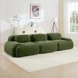 Roomtec - 3seat sofa premiumCorduroy Fabric fabric modular multicombination antislip design no assembly curved armrests ergonomic - Olive Green