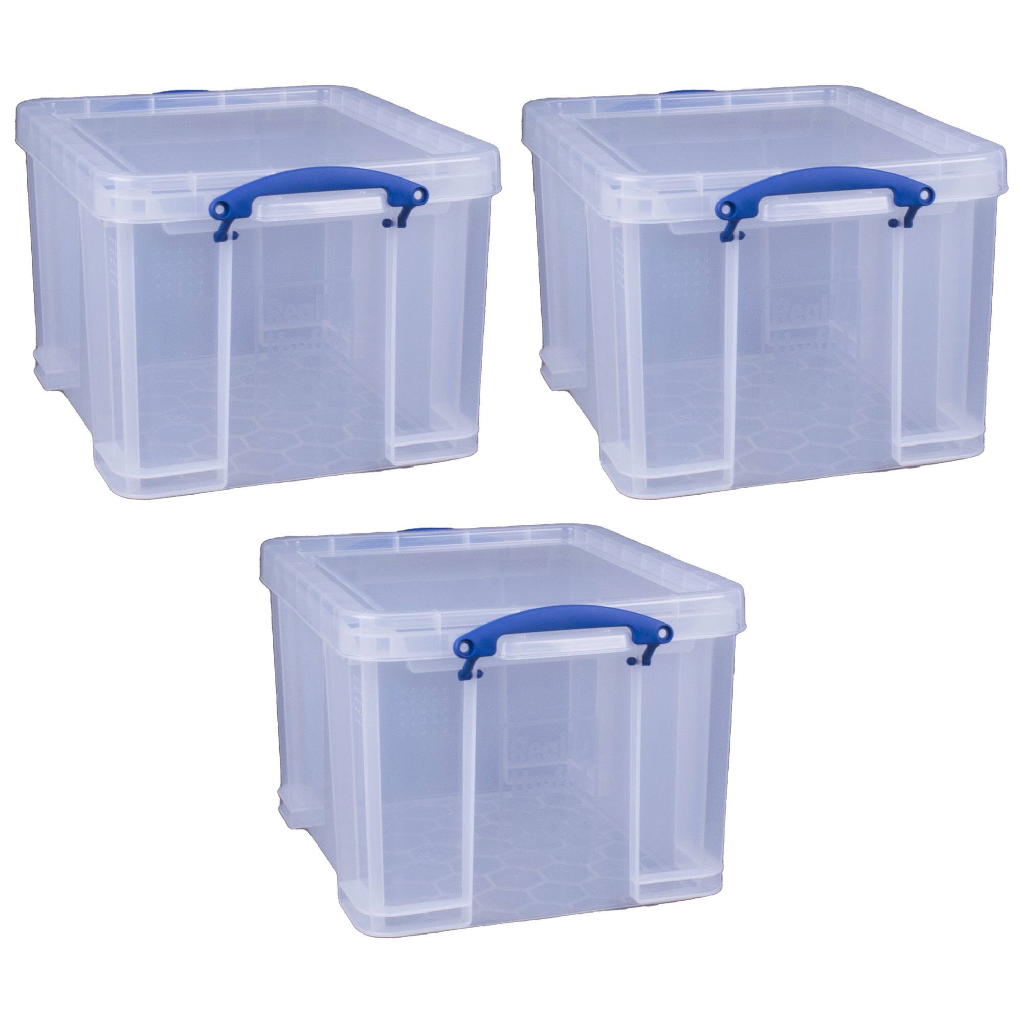 Alt View 1. Really Useful Box - Really Useful Box 32 Liter Storage Container w/Snap Lock Handles, 12 Pack, Clear - Clear.