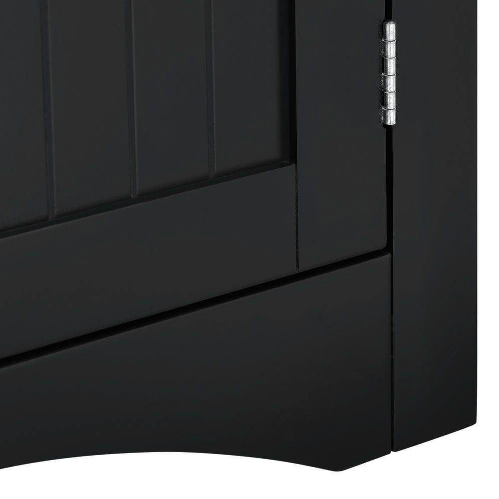 Back. Kadyn - Corner cabinet with Doors and Shelves, Free Standing Storage Cabinet for Kitchen, Living Room, Bathroom, Black - Black.