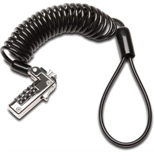 Kensington - Slim Portable Combination Lock for Standard Slot - 5.91 ft Cable - Resettable - 4-digit - Combination Lock - Black/Silver